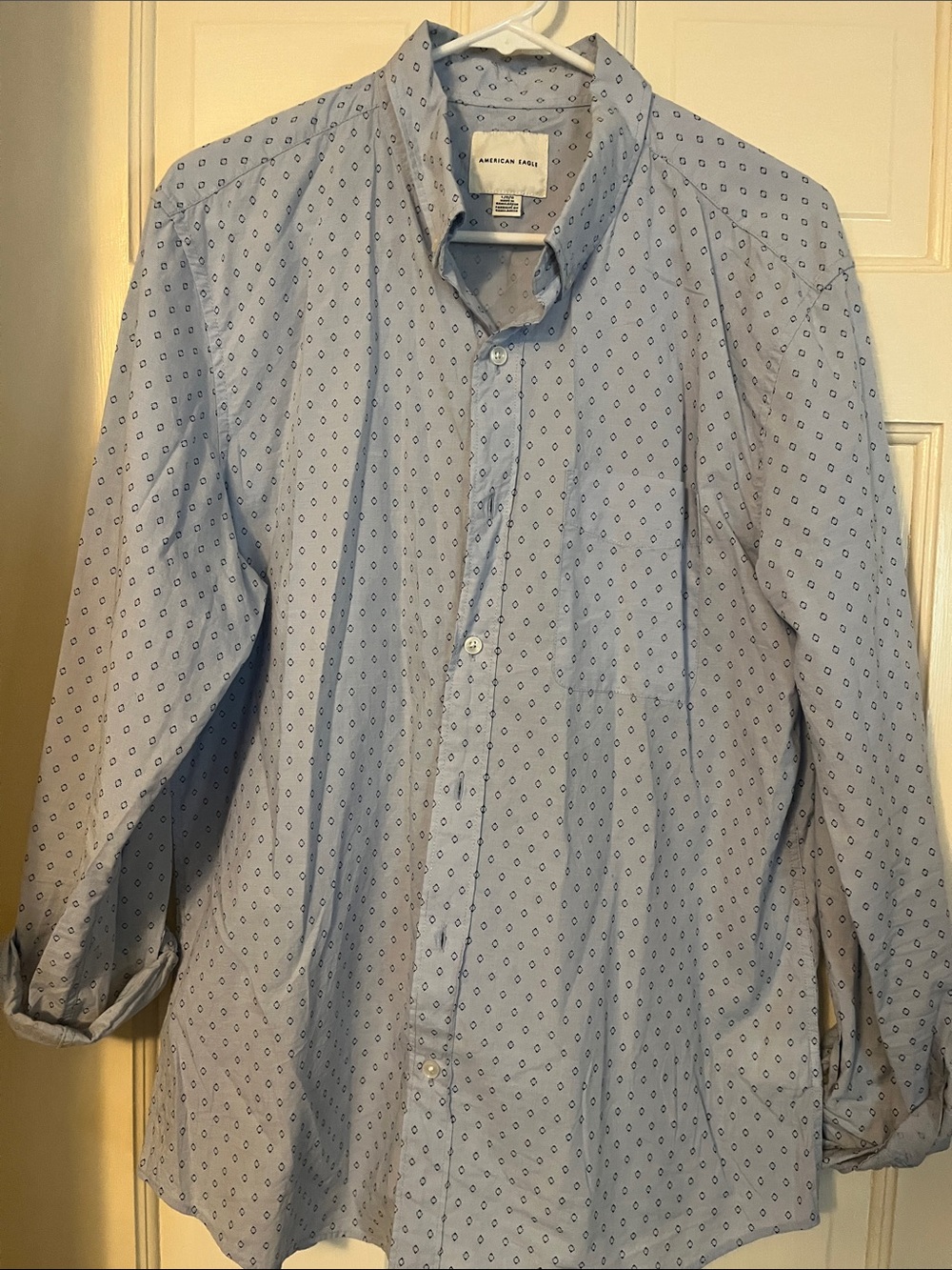 American Eagle Outfitters Light Blue Micro‑Print Button‑Down Shirt